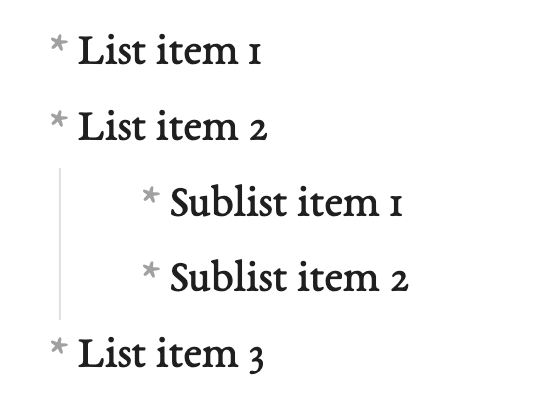 Markdown lists